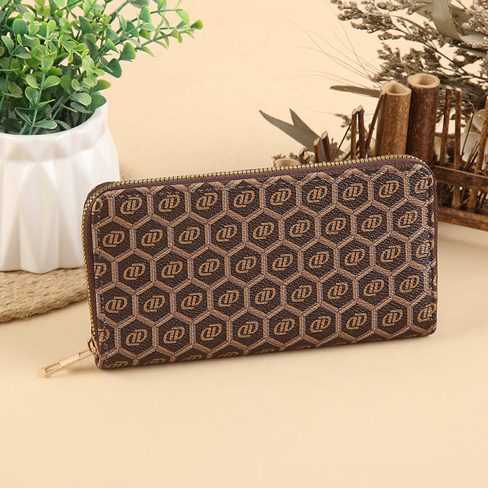 Wholesale PU Leather Long Wallet with Retro Print Design Large Capacity MOQ≥3
