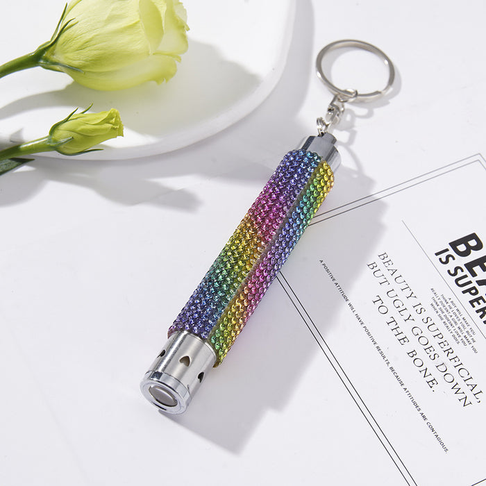 Wholesale Diamond-studded Mini Flashlight Metal Keychain JDC-KC-ZY015