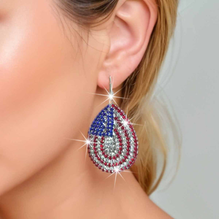 Wholesale Jewelry Fashion Flag Round Earrings Inlaid Party Daily