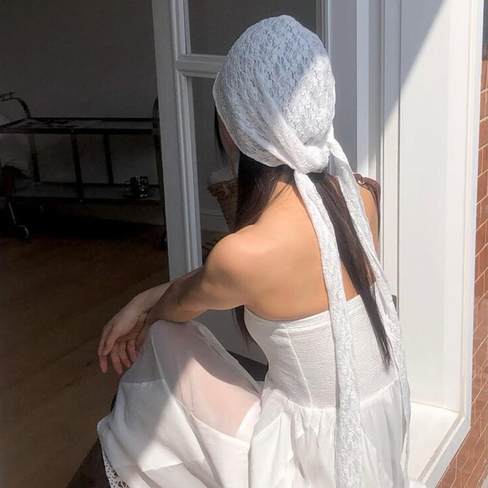 Wholesale Fashionable long strap thin headscarf hat with an atmosphere retro sun shading hat