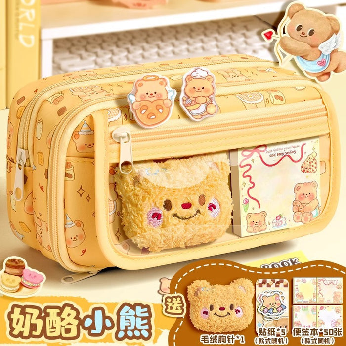 Wholesale Trendy Cute Pencil Case Large Capacity 9-Layer Flip with Butter Bear Design for Students stationery