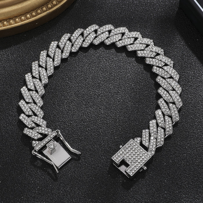 Wholesale Alloy Heavy Industry Full Diamond Cuban Chain Diamond Set Necklace