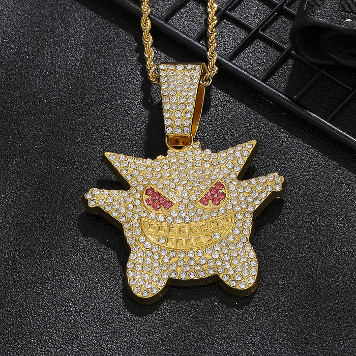 Wholesale Personalized cartoon pendant necklace with diamond inlaid Cuban chain jewelry
