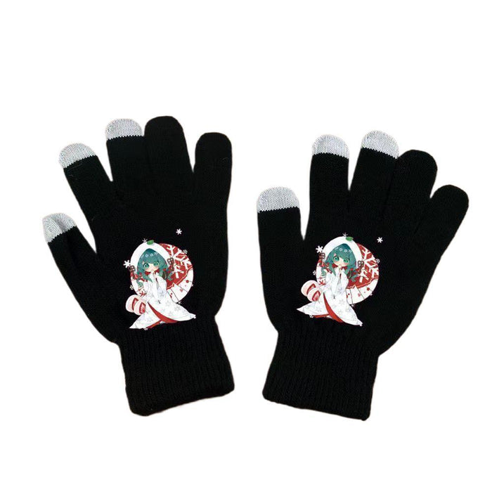 Wholesale Autumn and winter cold-resistant touchscreen full-finger windproof cycling knit gloves