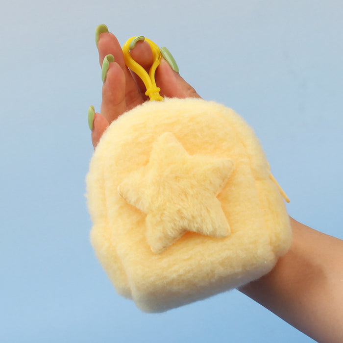 Wholesale Star Shaped Plush Pouch Boutique Coin Purse Earphone Bag Creative Pendant Gift