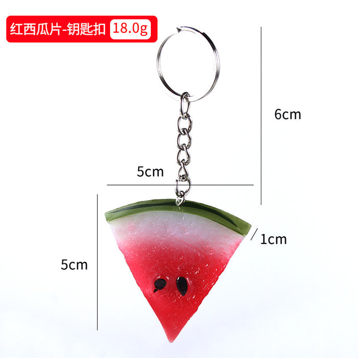 Wholesale Watermelon Slice Keychain Faux Fruit Charm Stylish PVC Hanging Ornament