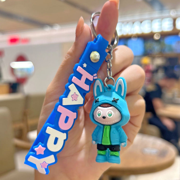 Wholesale Cute cartoon silicone keychain with cute little monster keychain for sweatshirt