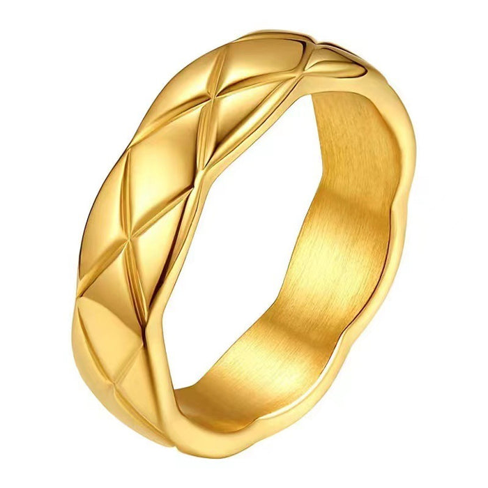 Wholesale Wavy Edge Quilted Titanium Steel Rings Personalized Accessories
