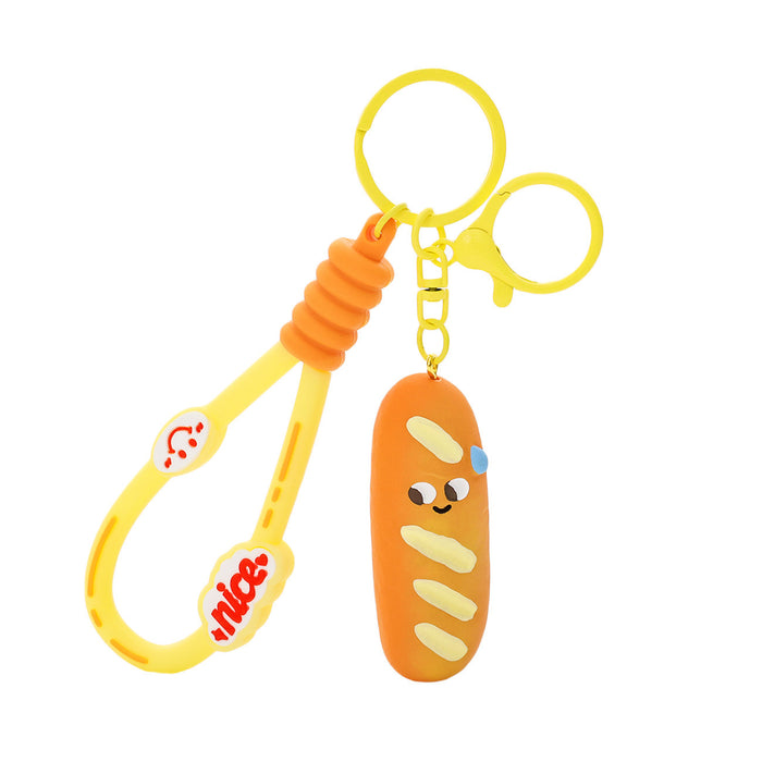 Wholesale Resin bread keychain doll pendant cute student bag car pendant keychain