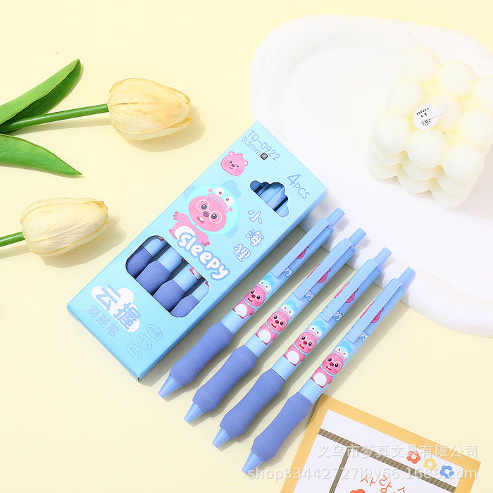 Wholesale 4pcs/set Panda Flower Soft Cloud Grip Gel Pen Quick-drying Pen Brush Pen