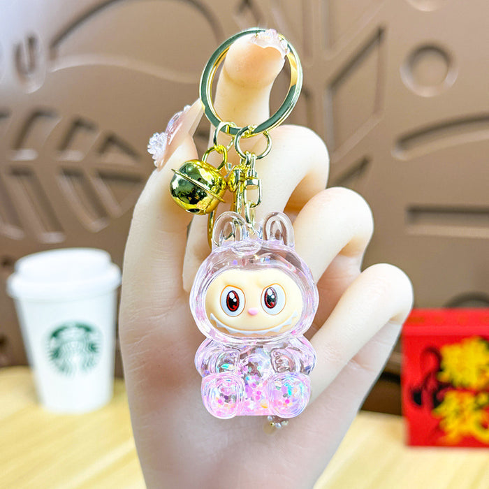Wholesale Acrylic Bunny Quicksand Keychain Luminous Flashing Cute Doll Bag Gift Keychain