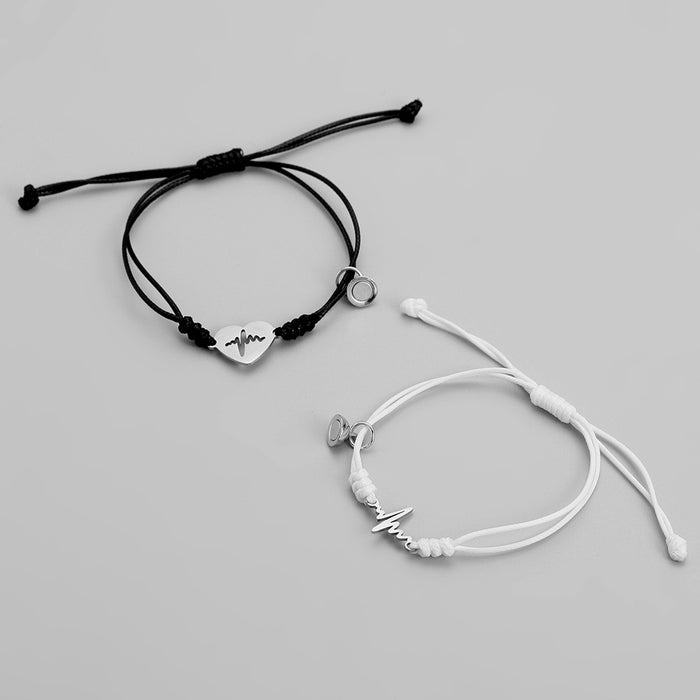 Wholesale Fashionable, versatile, personalized, trendy, high-end, heart key, stone suction couple bracelet set