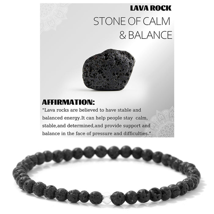 Wholesale 4mm stone bead bracelet with color retaining silver beads tiger' s eye and volcanic stone beads