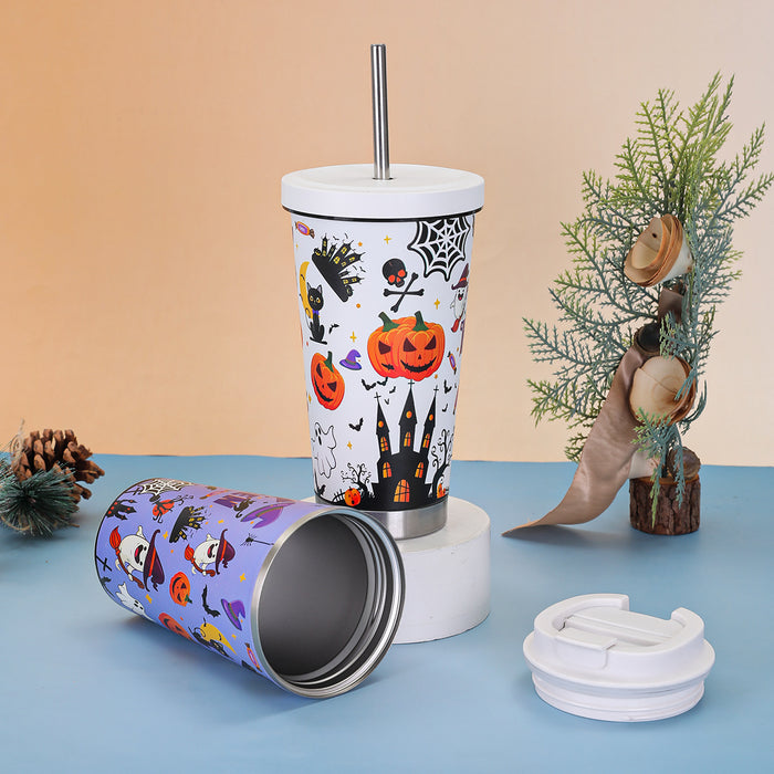 Wholesale Stainless Steel Insulated Cup  Large-Capacity Car Cup Printed Double-Lid Beer Cup Customization
