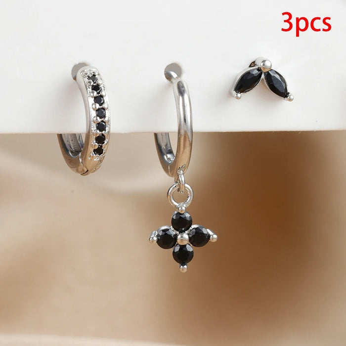 Wholesale Crystal flower earrings, geometric high-end earrings, earrings set, earrings accessories