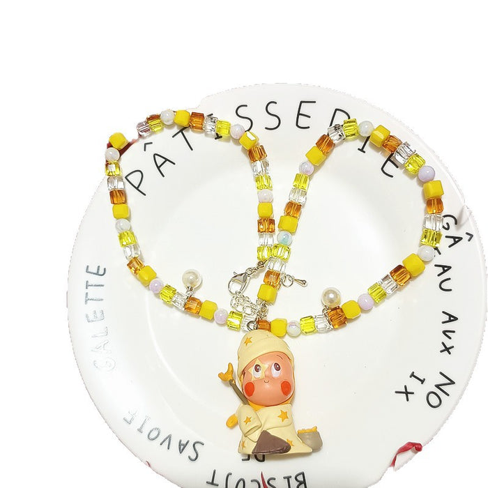 Wholesale Crystal beaded gift from the stars star bread cute short necklace for women