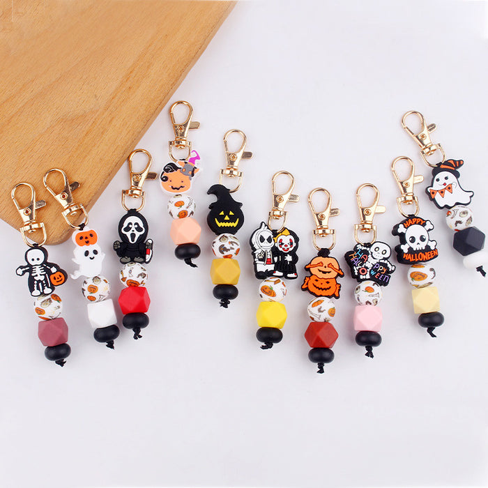 Wholesale Halloween Silicone Bead Keychain JDC-KC-GuangTian038