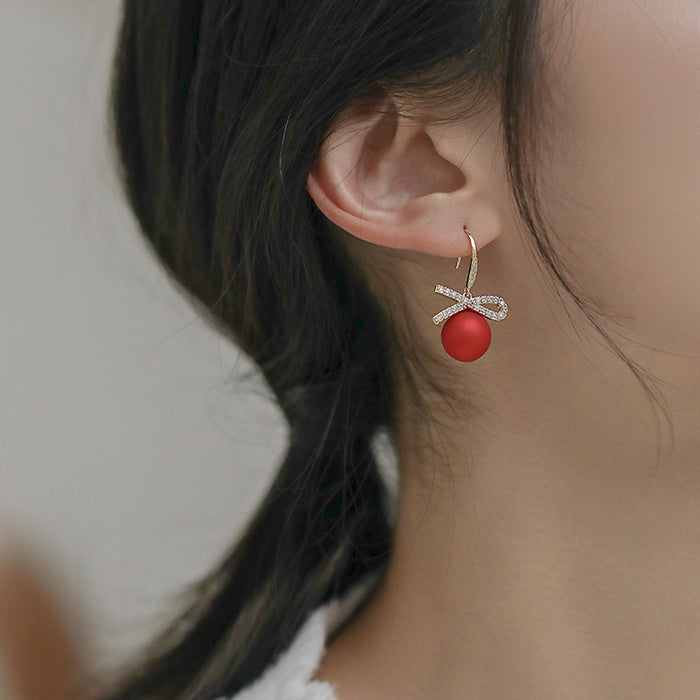 Wholesale  Pearl Ear Hook Earrings Women's  Lady Style Bow Earrings