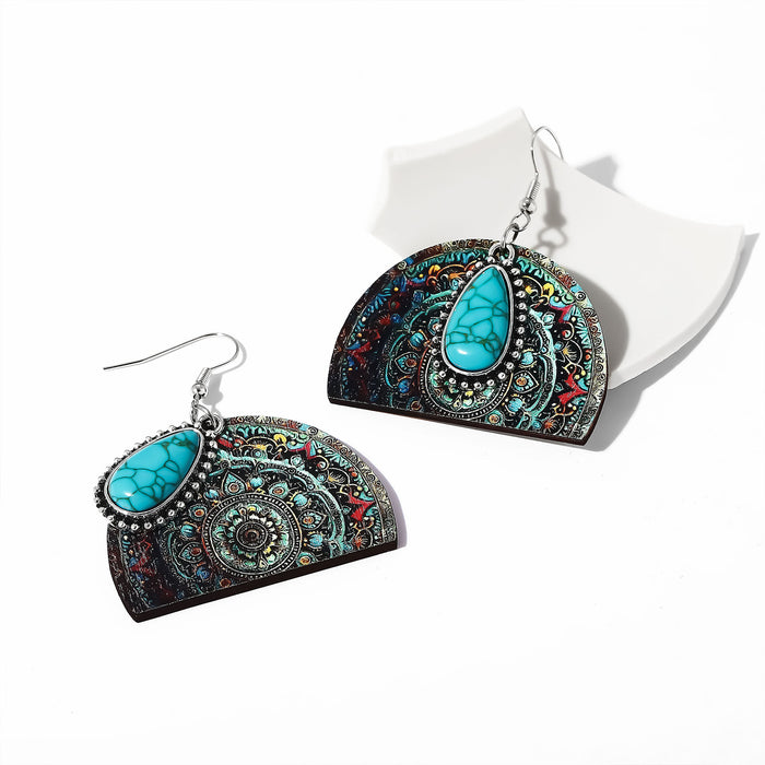 Wholesale 2pcs Retro Drop-Shaped Turquoise Earrings