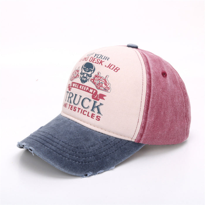 Wholesale Graffiti printed baseball cap, skull washed old cap, color blocked baseball cap, wide brimmed cap, curved brimmed duckbill cap