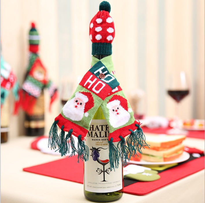 Wholesale New Christmas Wine Bottle Decoration Christmas f Hat Set Christmas Wine Bottle Set
