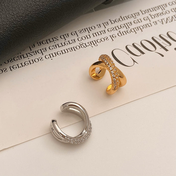 Wholesale Interlocking micro-inlaid zircon ear Clip Hoop Earrings