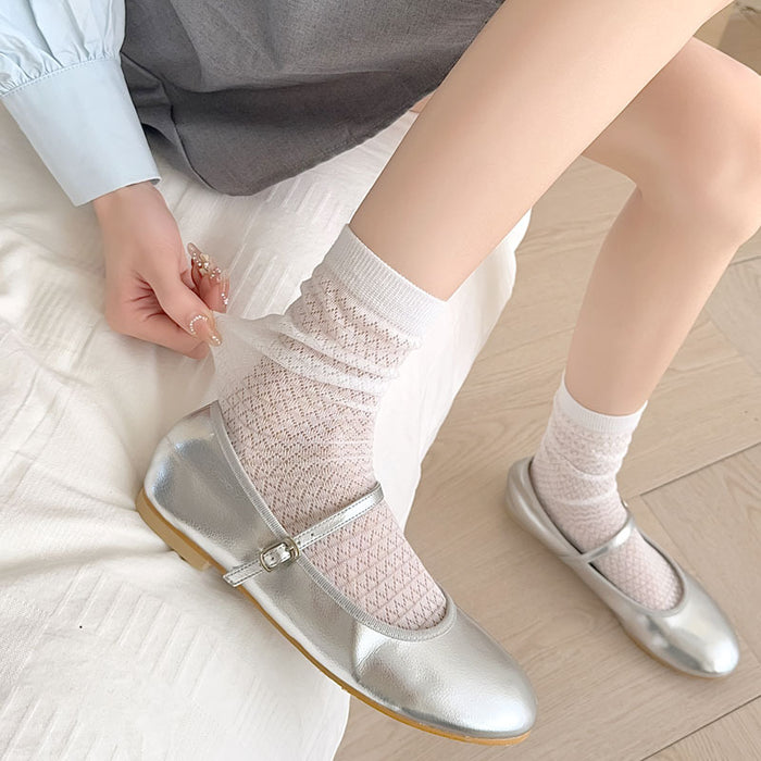 Wholesale New hollow mesh breathable thin socks with middle tube stacking