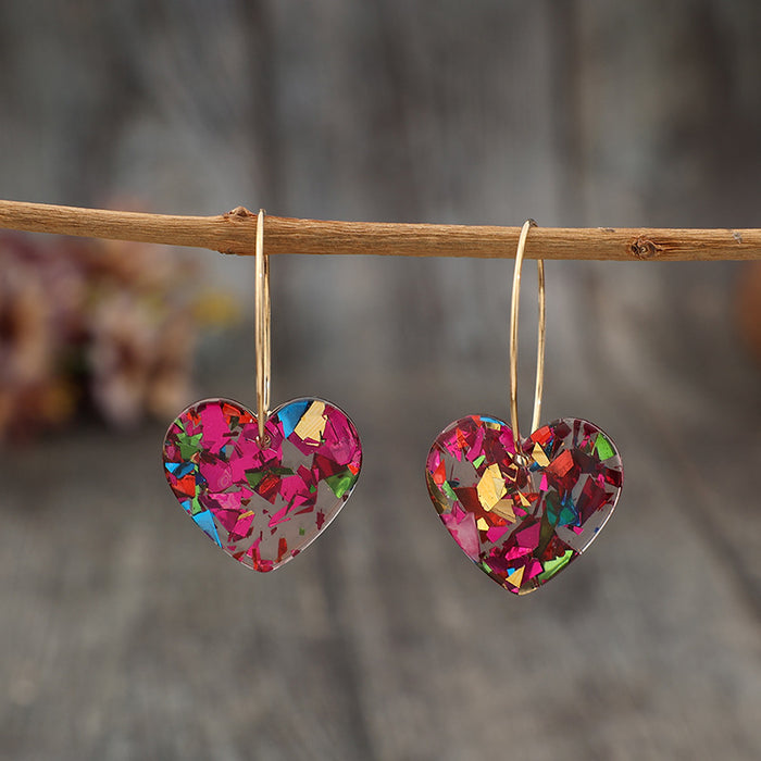 Wholesale Sparkling transparent heart-shaped multi-color women's earrings and earrings