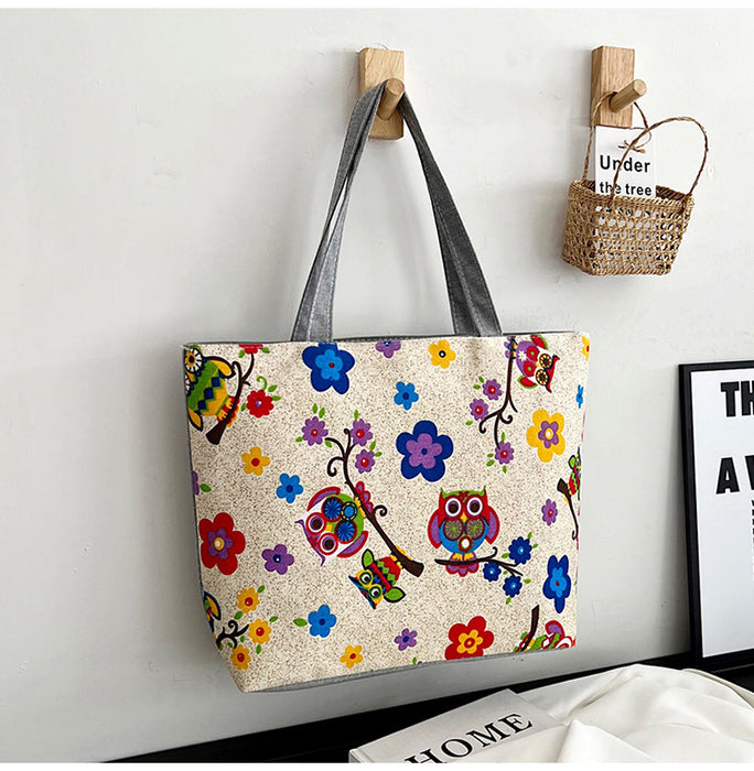 Wholesale Canvas Bag Large Capacity Women's Bag Printed Handbag Tote Large Bag Artistic Student Bag Shopping Bag