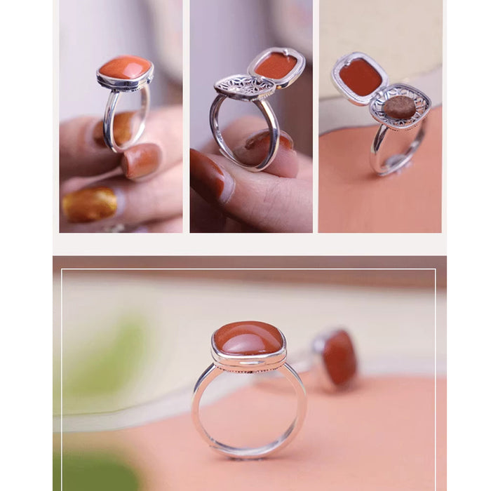 Wholesale Hollow out sachet ring, retro and niche, worn with an open mouth ring on the go