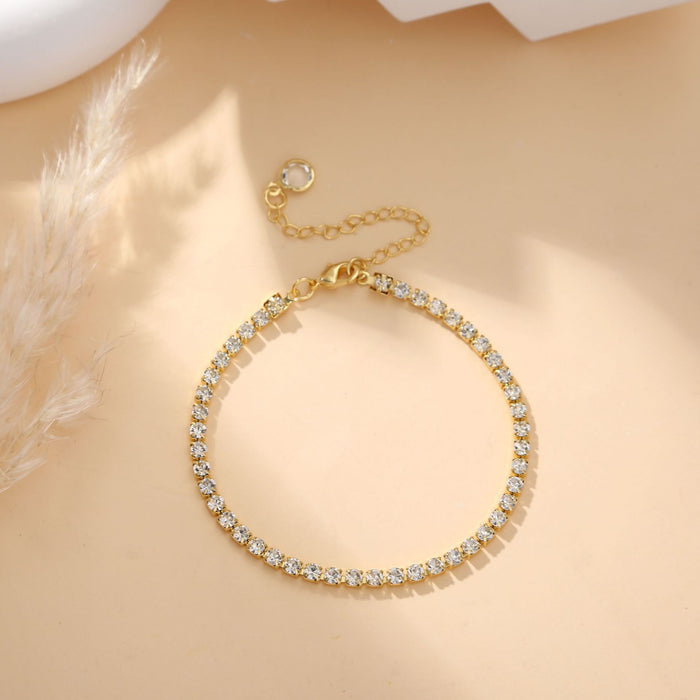 Wholesale Popular rhinestone claw chain versatile temperament bracelet copper plated real gold non fading accessory