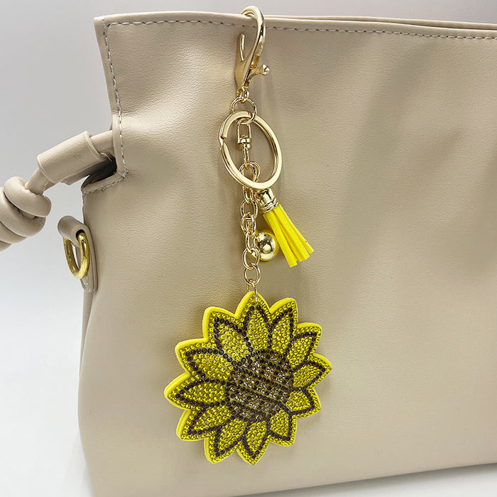 Wholesale Sunflower Keychain with Embedded Crystals