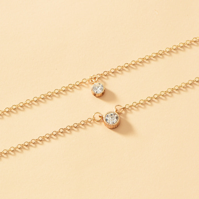 Wholesale New necklace creative simple small round diamond circle double-layer necklace