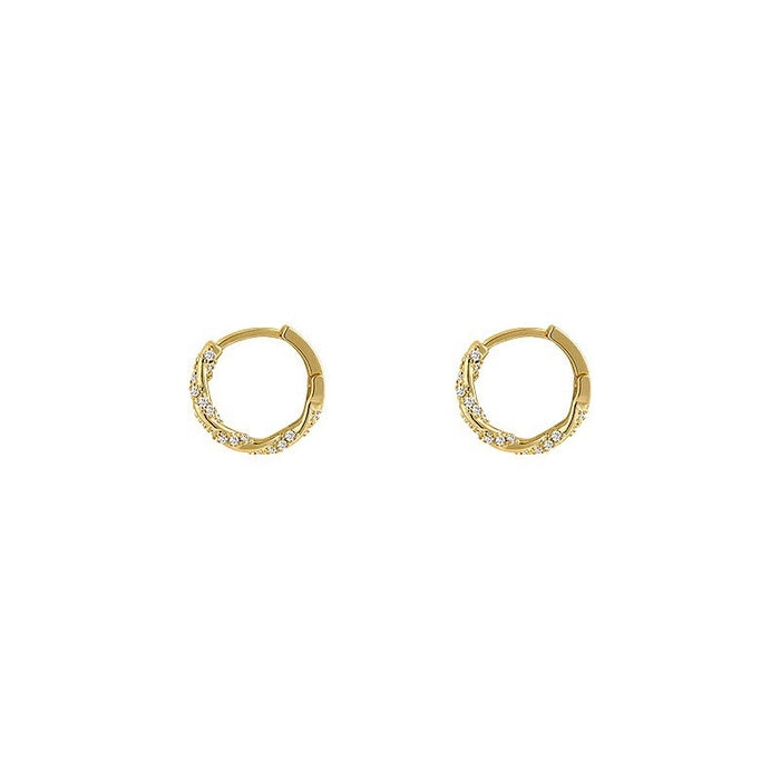 Wholesale  Frosted Earrings Spiral Diamond Sparkling Plain Hoop Earrings