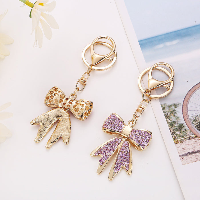 Wholesale Alloy Rhinestone Keychain Bow Women's Bag Key Chain Jewelry Accessories Pendant