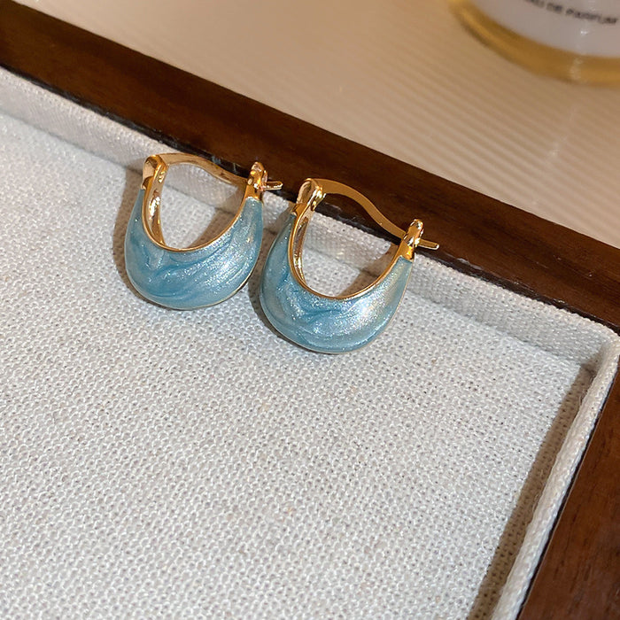 Wholesale Silver needle oil drop flower geometric earrings  summer new all-match earrings