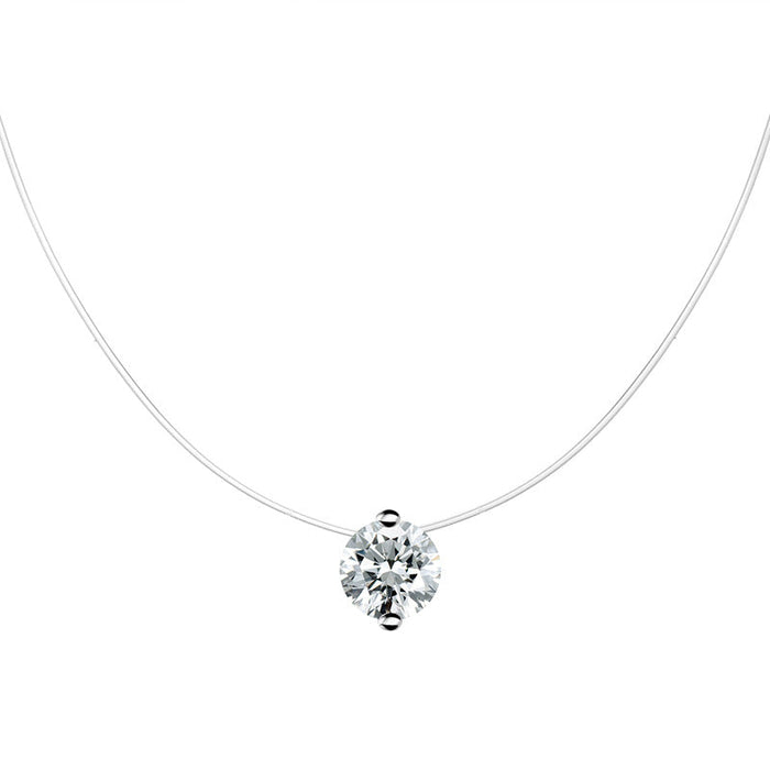 Wholesale Sterling silver necklace zircon pendant women's transparent clavicle chain