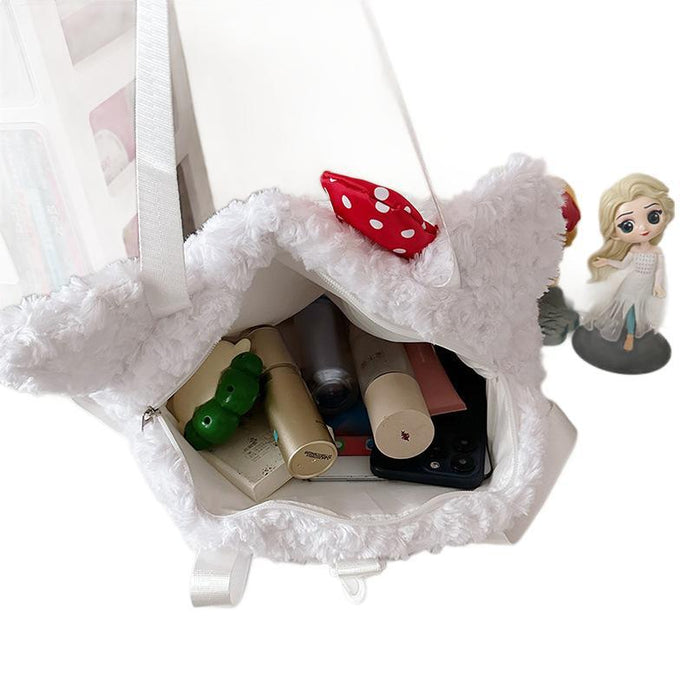 Wholesale Cartoon travel large capacity plush bag, women's tote bag, cute shoulders