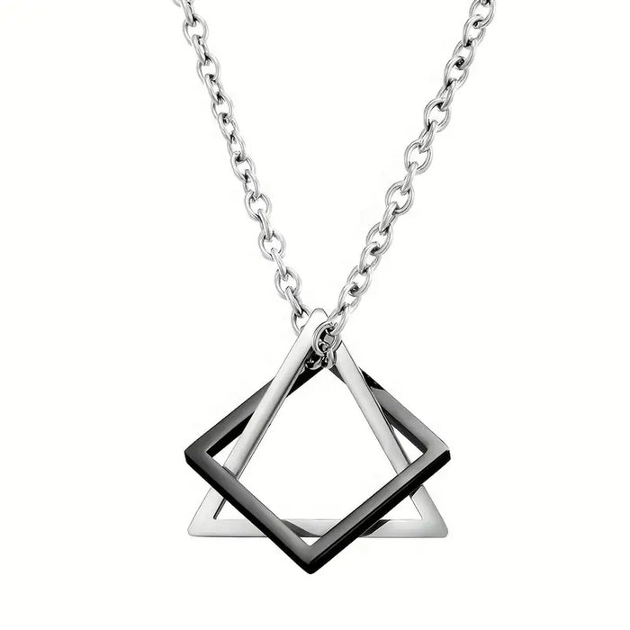 Wholesale Geometric triangle square combination titanium steel hip-hop necklace men's minimalist pendant accessory