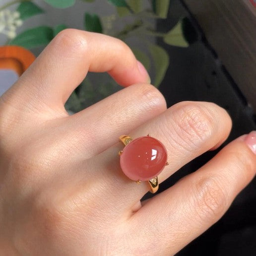Wholesale women' s red ice transparent egg noodle index finger ring