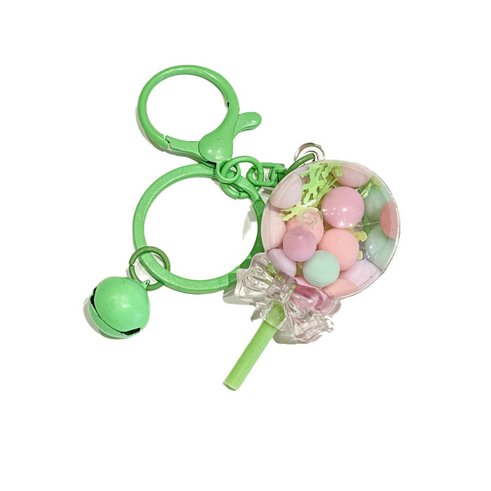 Wholesale Creative oil colored bead lollipop keychain cute cartoon car couple bag pendant small gift