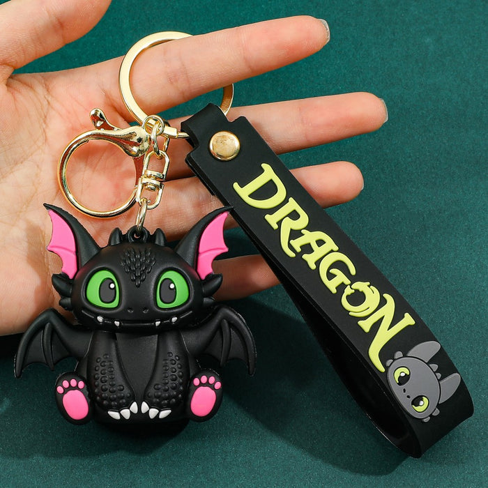 Wholesale Cartoon Black and White Little Flying Dragon Keychain Pendant Soft Plastic Cute Doll Accessories Luggage Pendant