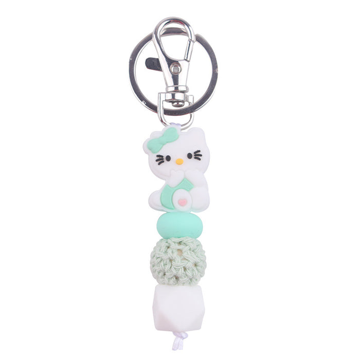 Wholesale Silicone Beaded Bracelet Jewelry Cartoon Cat Keychain Pendant Bag Pendant Accessories