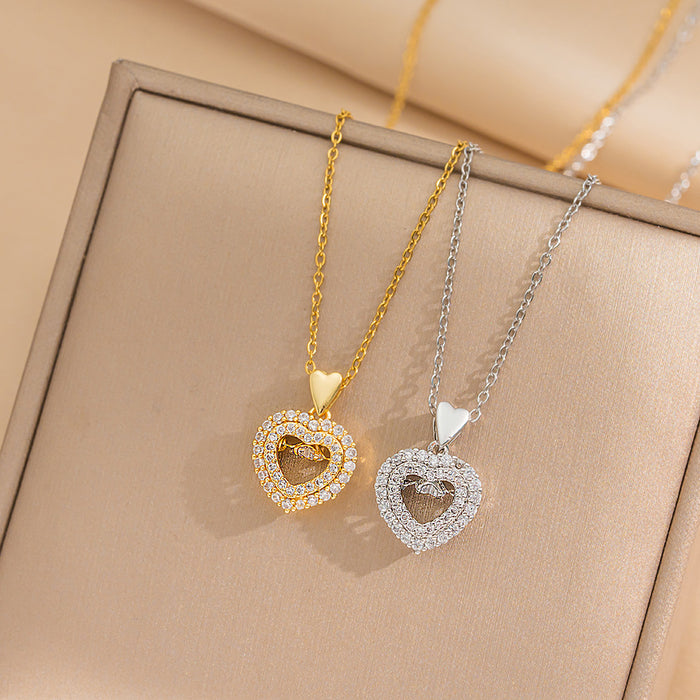 Wholesale Necklace temperament, love, agility, collarbone chain, personality, simplicity, full diamond heart-shaped pendant accessory