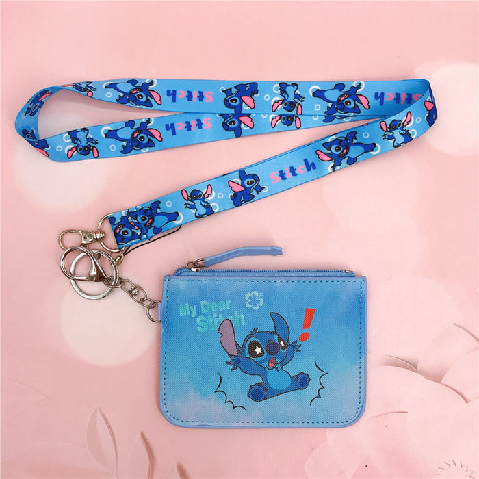 Wholesale PU Cartoon Printing with Key Chain Lanyard Card Holder Coin Purse JDC-WT-YaLL017