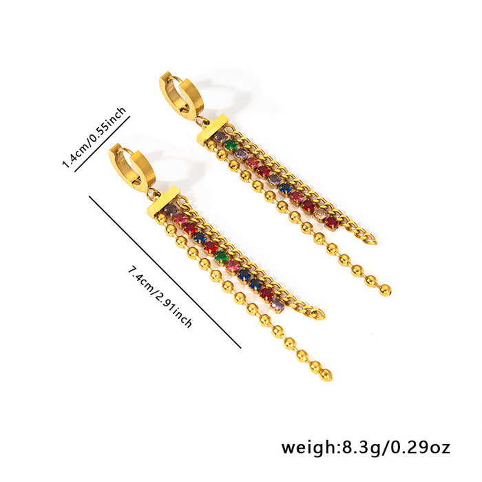 Wholesale Stainless steel chain colored diamond earrings