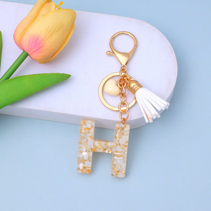 Wholesale New Gold Foil Drop Glue Letter Pendant Keychain Girl Bag Pendant Girlfriend Gift