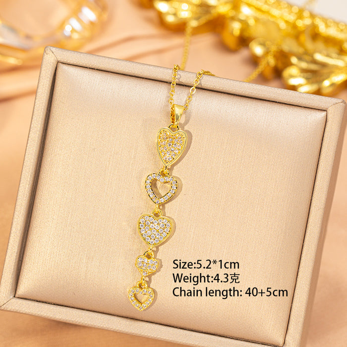 Wholesale Gold Plated Titanium Steel Floral Pendant Necklace Stylish Gift MOQ≥2