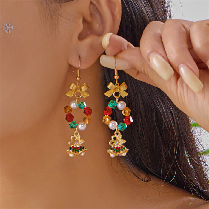 Wholesale Alloy Christmas Star Beaded Earrings Gold Ball Hook Trendy Jewelry Accessory