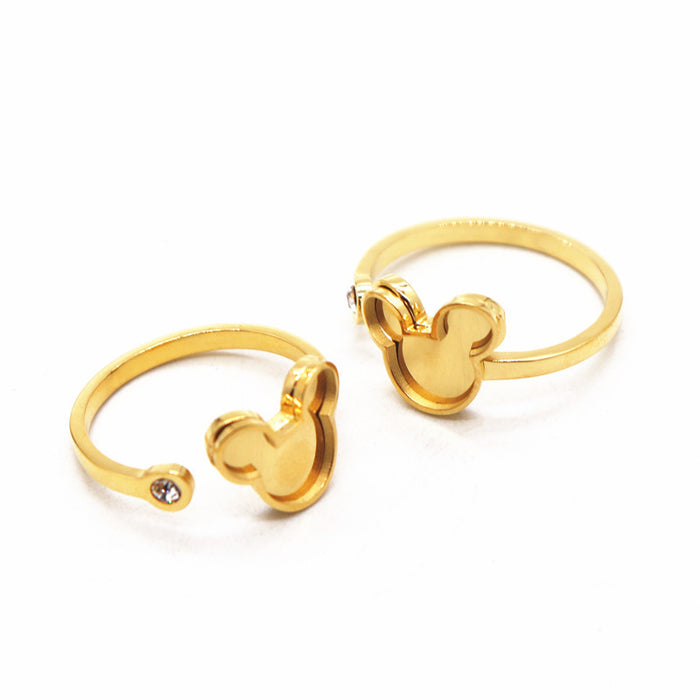 Wholesale Ring groove stainless steel gold-plated diamond ring opening